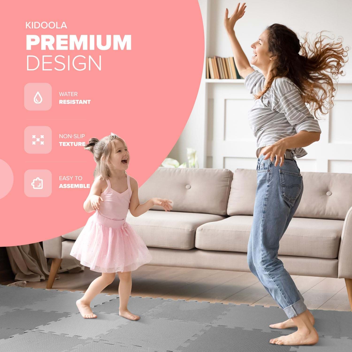 İnfant Hooby Premium Puzzle Köpük Bebek Oyun Matı Seti 90x120  (GREY) resmi