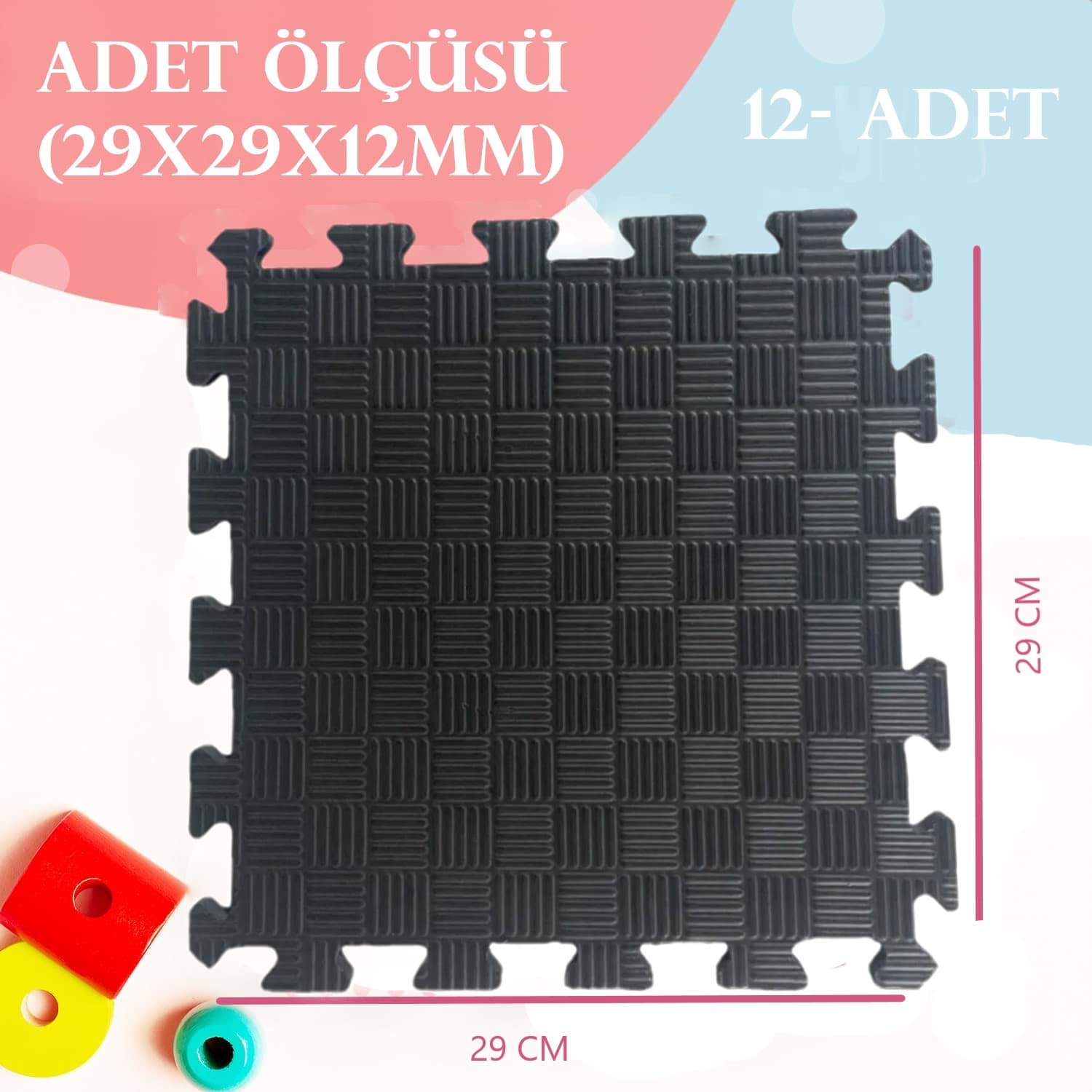 İnfant Hooby Premium Puzzle Köpük Bebek Oyun Matı Seti 90x120  (BLACK) resmi